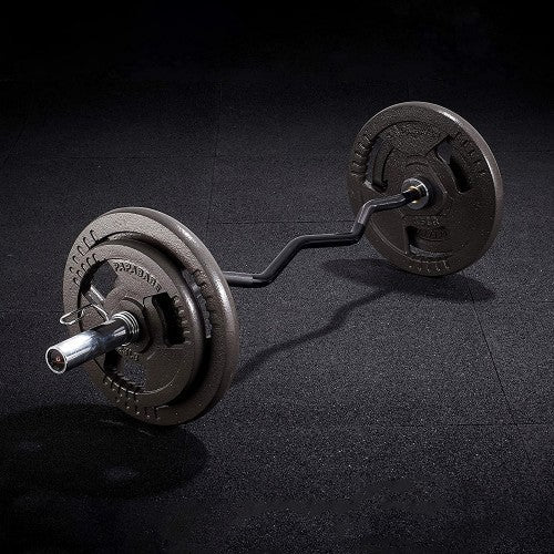 Black Olympic Curl Bar, 56 inch EZ Curl Barbell, 500 LB Weight Capacity