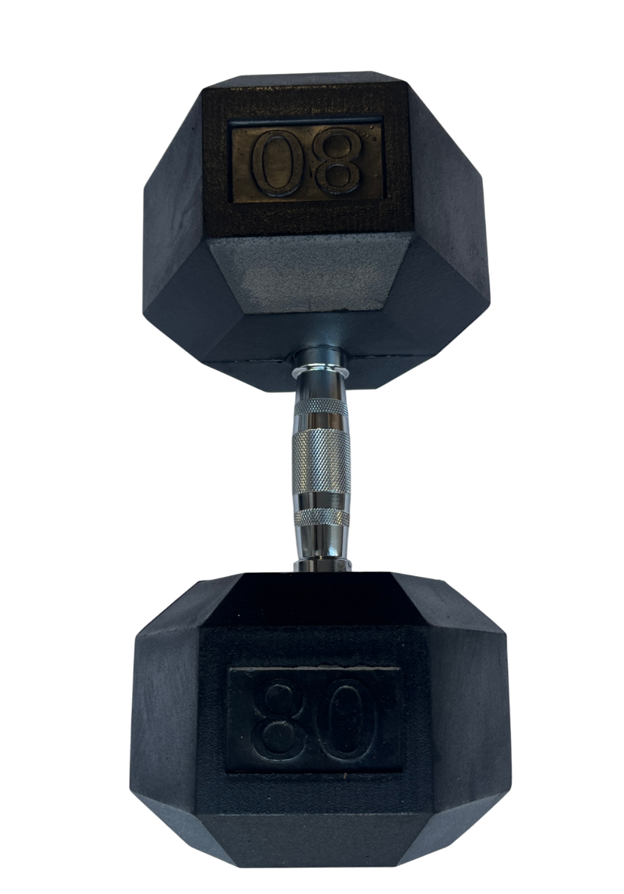 Rubber Hex Dumbbell 80lbs