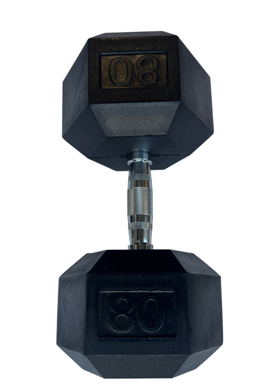 Rubber Hex Dumbbell 80lbs