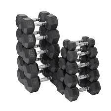 Rubber Hex Dumbbell Set 5-30 lbs