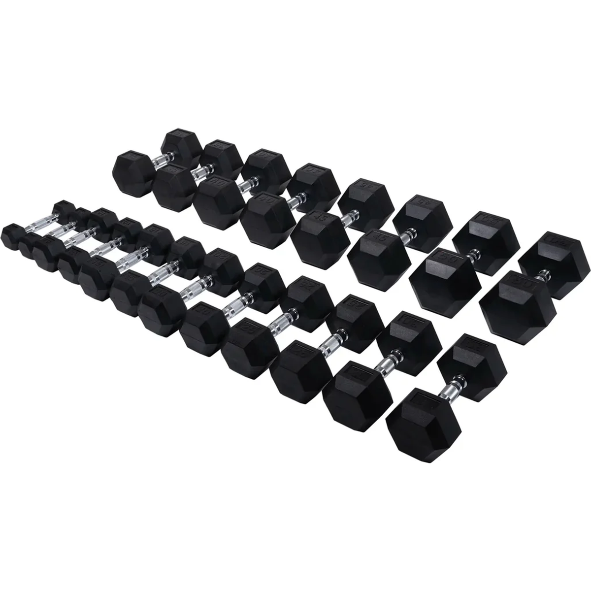 Rubber hex dumbbell bundle 5-50 lbs