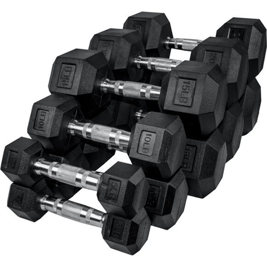 Rubber hex dumbbell set 5-30 lbs