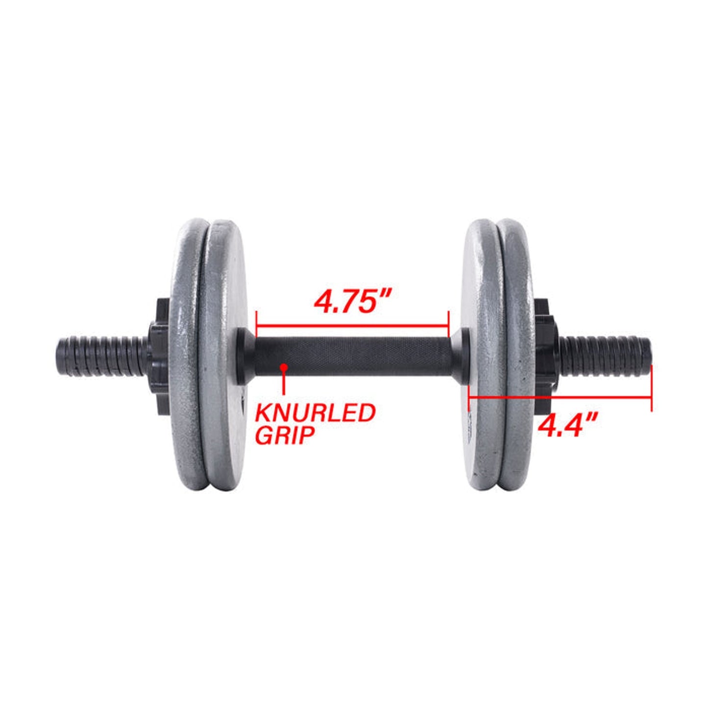 Regular 14" Threaded Plastic Dumbbell w/Collars — view 4